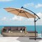 Costway 10FT Patio Umbrella Solar Powered LED 360degrees Rotation Beige